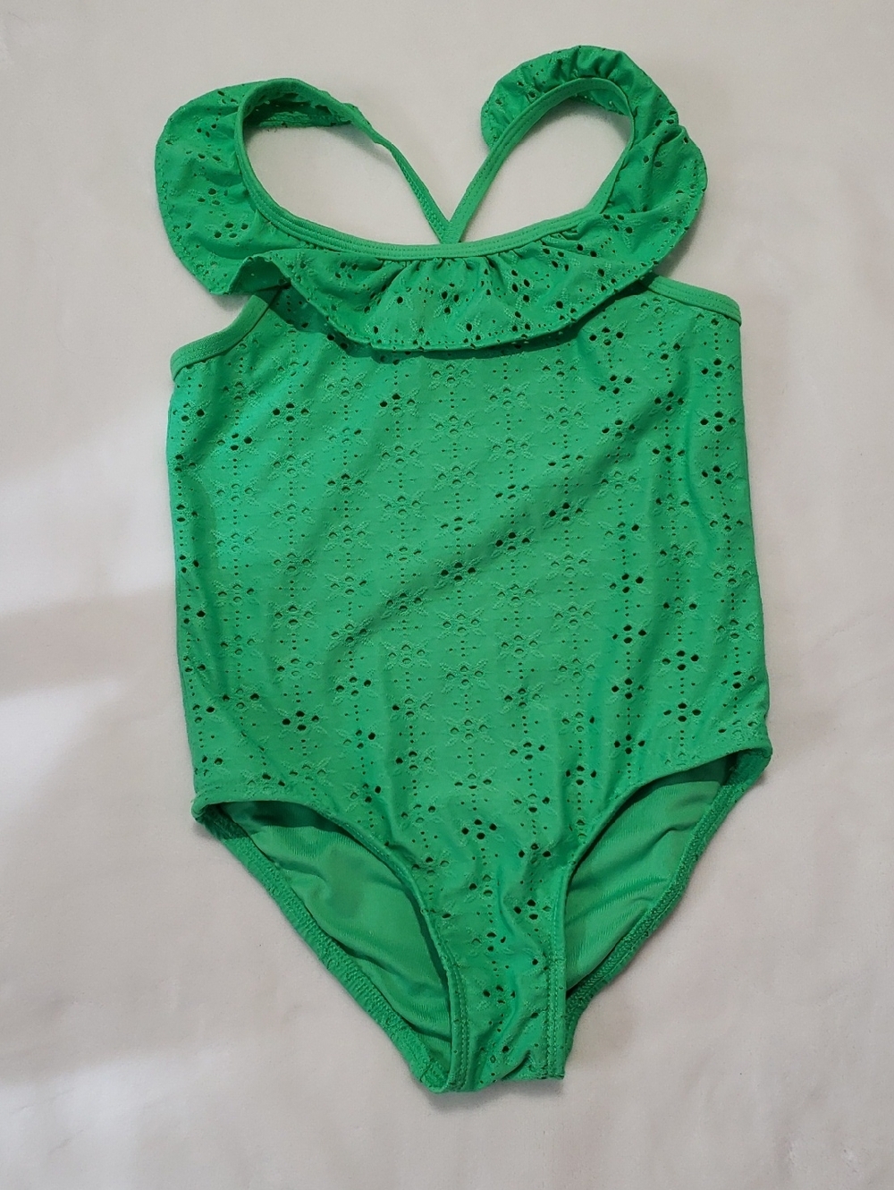 Cat & Jack Green Eyelet Ruffle One-Piece Swimsuit